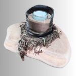 Standteelicht mit hellem Eichenholz und Geisternetzen Exempl. 4